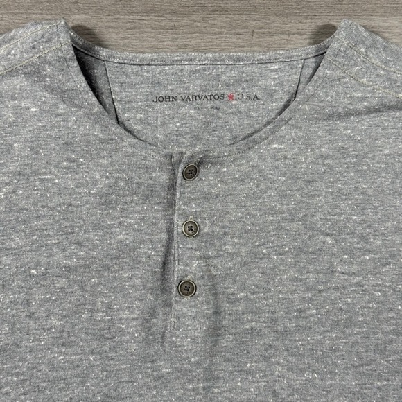 John Varvatos USA Mens Grey Short Sleeve Henley Shirt K2569C15 Size L - Picture 4 of 5